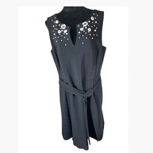 Roz and Ali Pearl and Sequin Embellished Black Evening Dress  Size 16  EUC